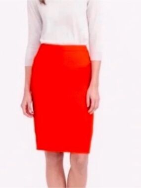 J.CREW THE PENCIL SKIRT ORANGE WOOL SKIRT